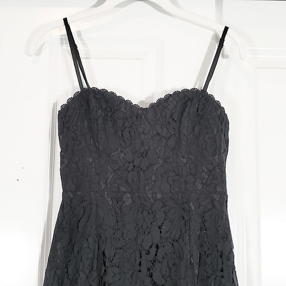 Hello Molly Messing with Me Black Lace Sweetheart Neck Sheer Skirt Midi Dress XS - Picture 4 of 15